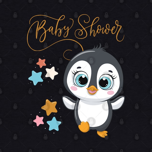 Baby shower Mommy to be Hello little One Sweet little penguin cute baby outfit by BoogieCreates